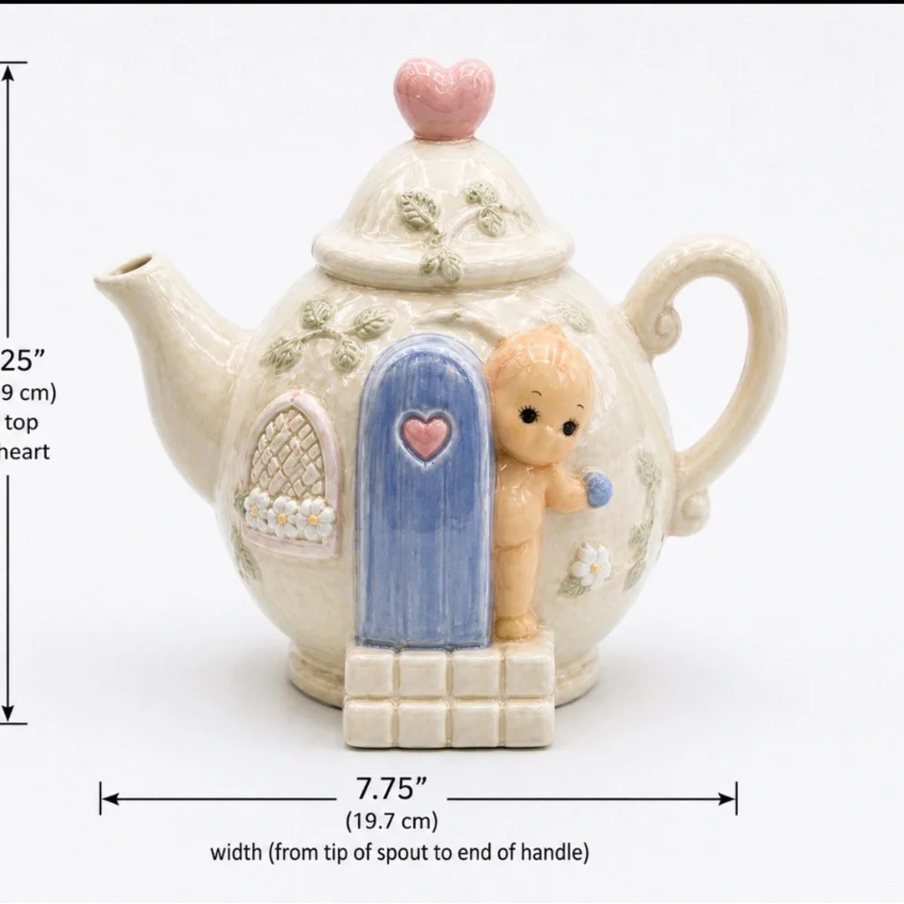 Vintage 1994 Enesco Kewpie Mini Teapot At Door Rose O’Neill Collection w/ Box - Picture 3 of 5